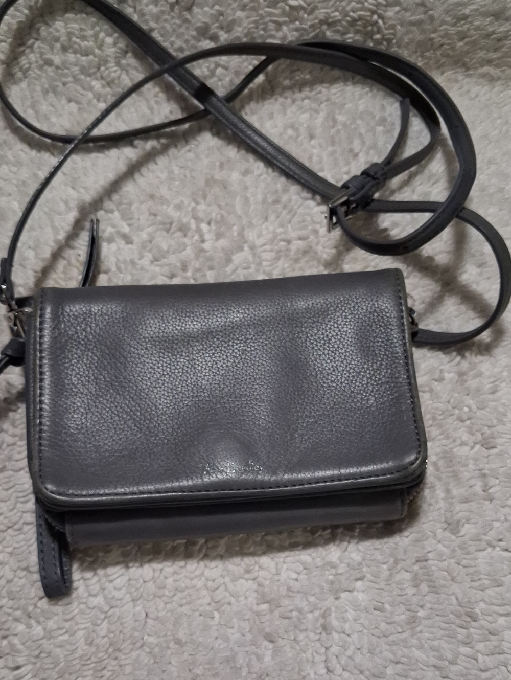 Vera Bradley Gray Leather Crossbody Wallet
